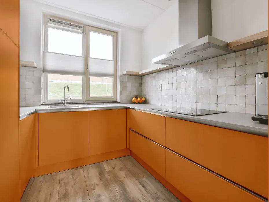 Benjamin Moore Pumpkin Spice small kitchen cabinets