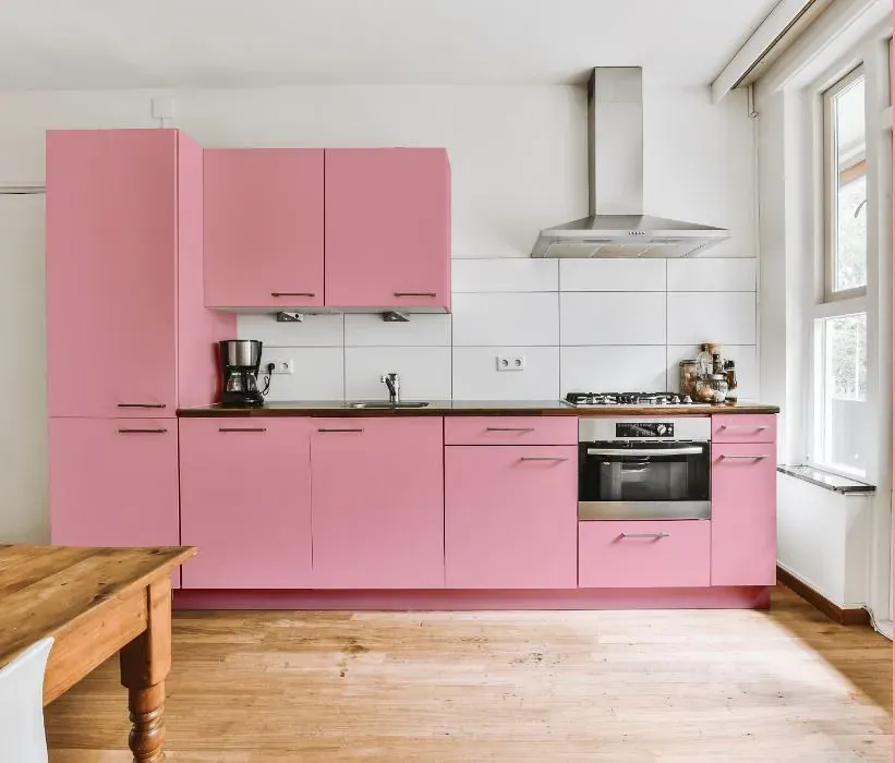 Benjamin Moore Pure Pink kitchen cabinets