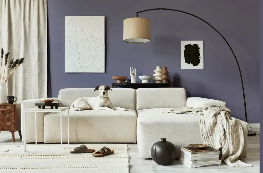 Benjamin Moore Purple Haze cozy living room