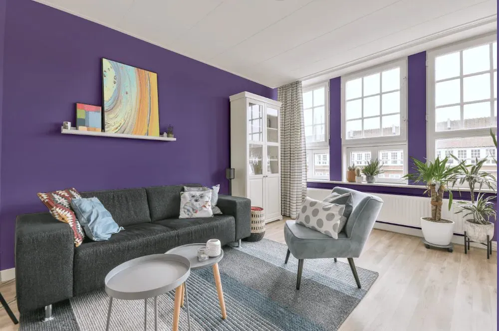 Benjamin Moore Purple Heart living room walls