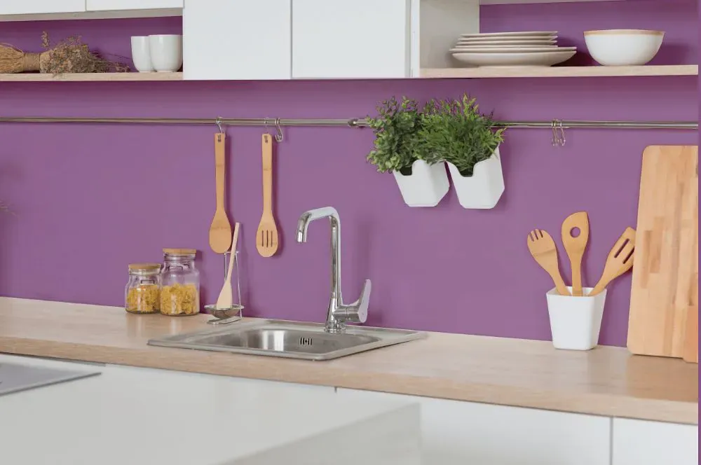 Benjamin Moore Purple Hyacinth kitchen backsplash