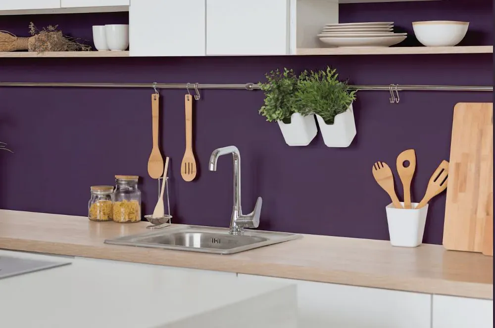 Benjamin Moore Purple Lotus kitchen backsplash