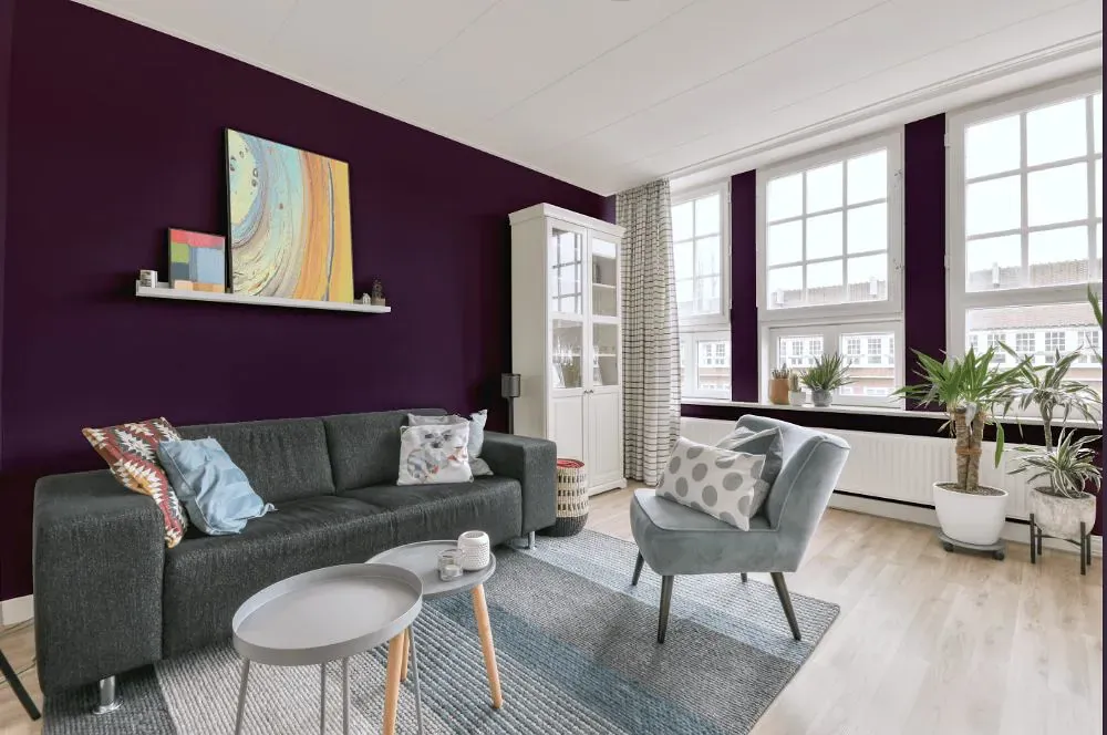 Benjamin Moore Purple Lotus living room walls