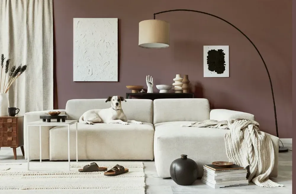 Benjamin Moore Quietly Violet cozy living room