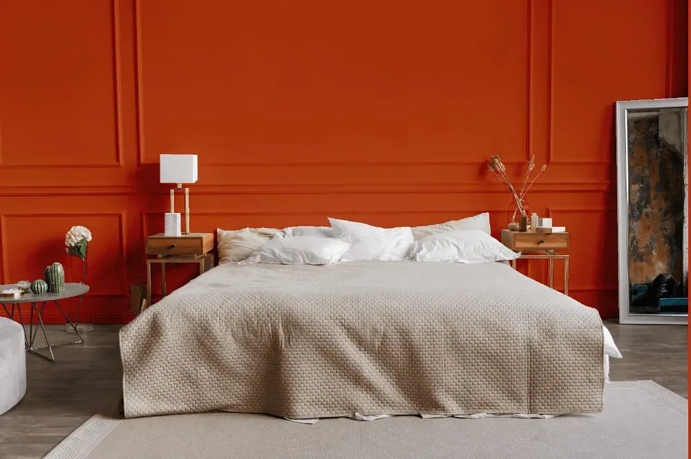 Benjamin Moore Racing Orange bedroom