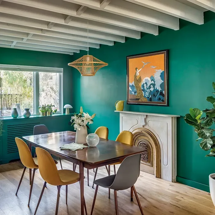 Benjamin Moore Rainforest Foliage dining room 
