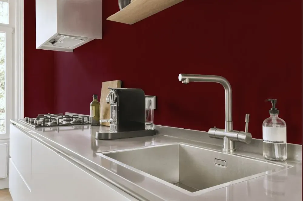 Benjamin Moore Raisin Torte kitchen painted backsplash