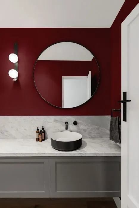 Benjamin Moore Raisin Torte minimalist bathroom