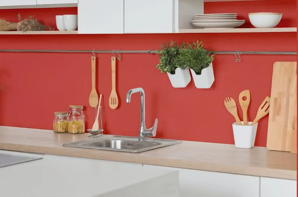 Benjamin Moore Raspberry Blush kitchen backsplash