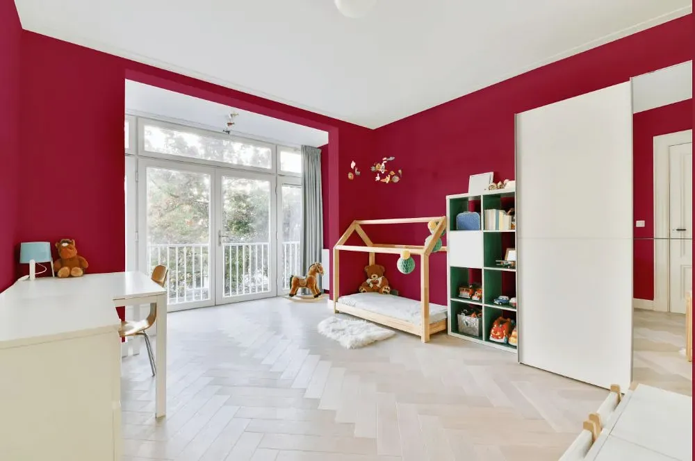 Benjamin Moore Raspberry Glaze kidsroom interior, children's room