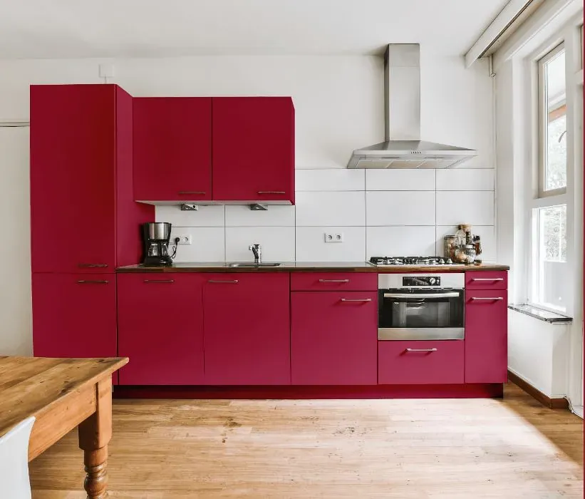 Benjamin Moore Raspberry Glaze kitchen cabinets