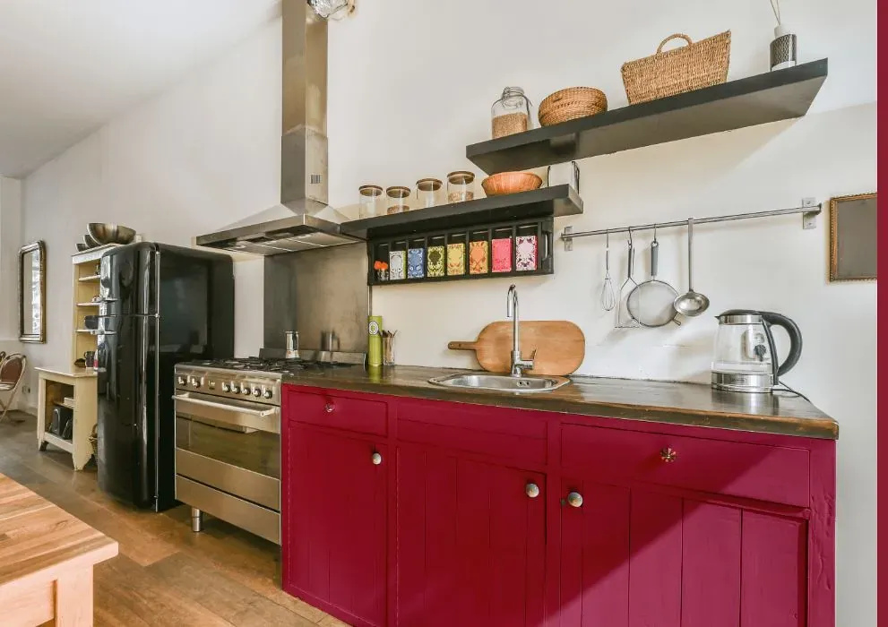 Benjamin Moore Raspberry Glaze kitchen cabinets