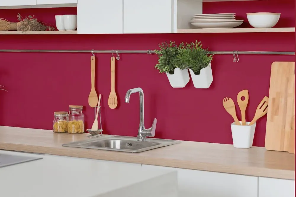 Benjamin Moore Raspberry Glaze kitchen backsplash