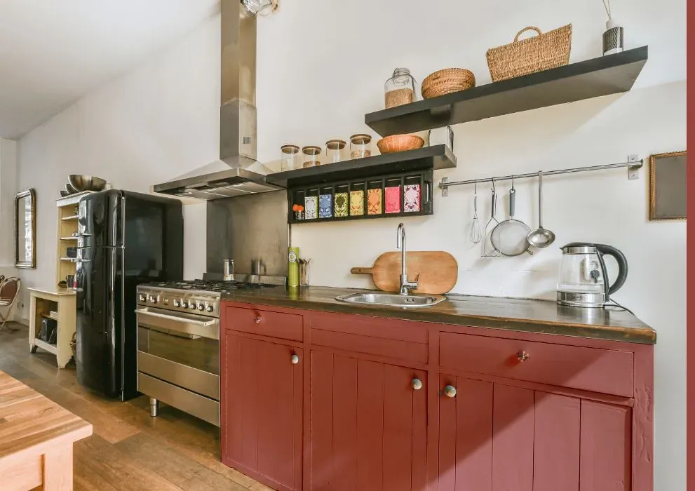 Benjamin Moore Raspberry Parfait kitchen cabinets