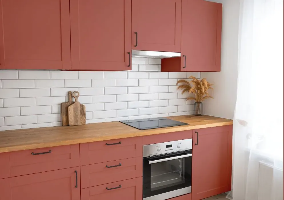 Benjamin Moore Raspberry Parfait kitchen cabinets