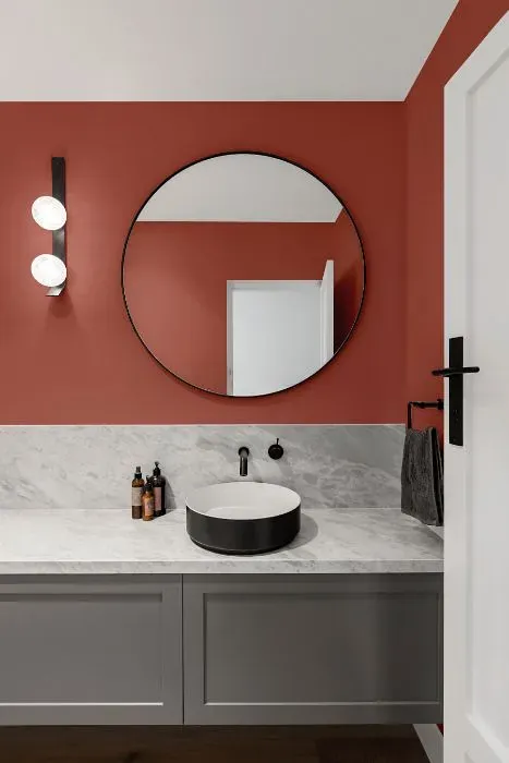 Benjamin Moore Raspberry Parfait minimalist bathroom