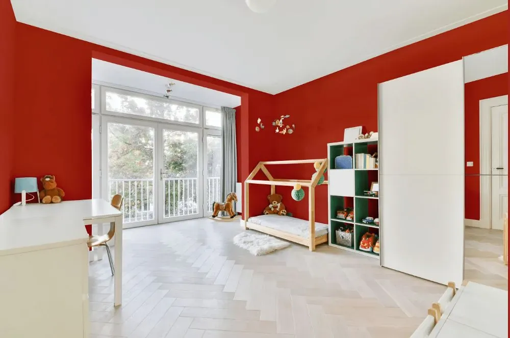 Benjamin Moore Ravishing Red kidsroom interior, children's room