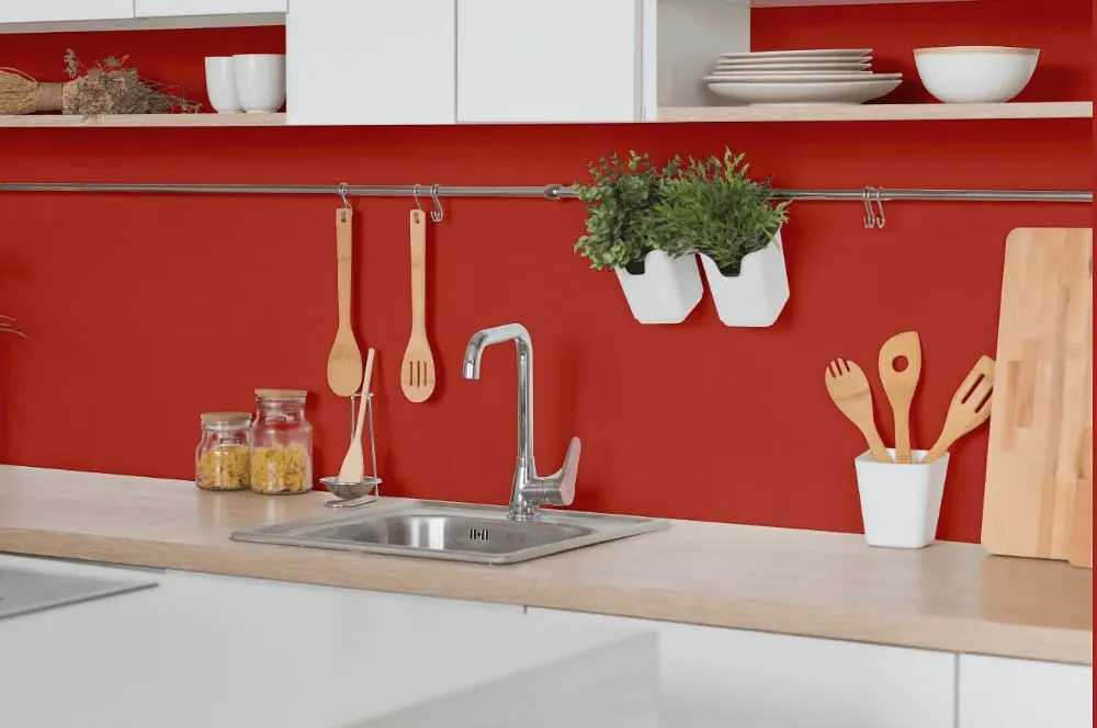 Benjamin Moore Ravishing Red kitchen backsplash