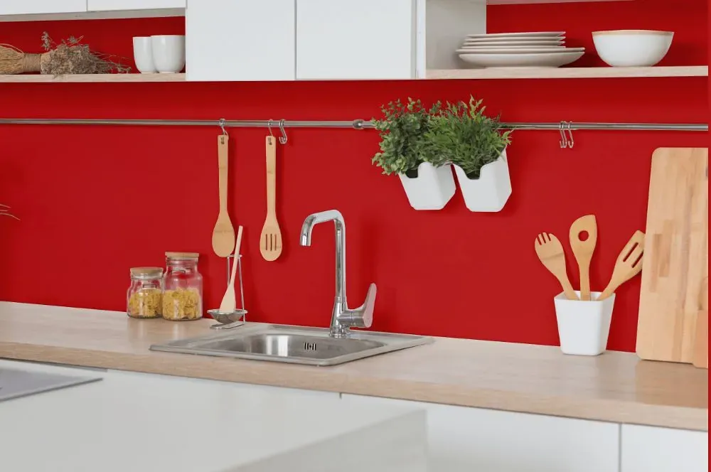 Benjamin Moore Red kitchen backsplash