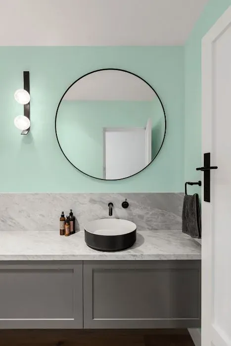 Benjamin Moore Refreshing Teal minimalist bathroom