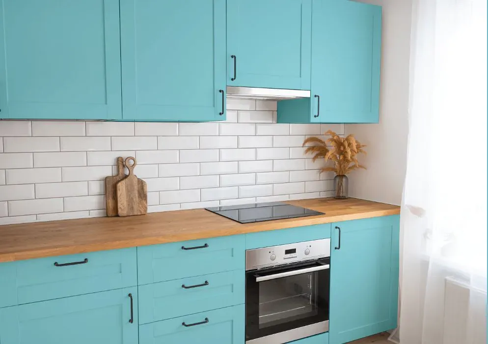 Benjamin Moore Rhythm and Blues kitchen cabinets