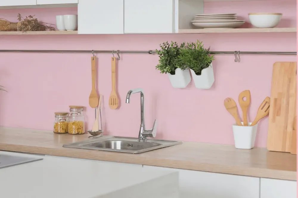 Benjamin Moore Ribbon Pink kitchen backsplash