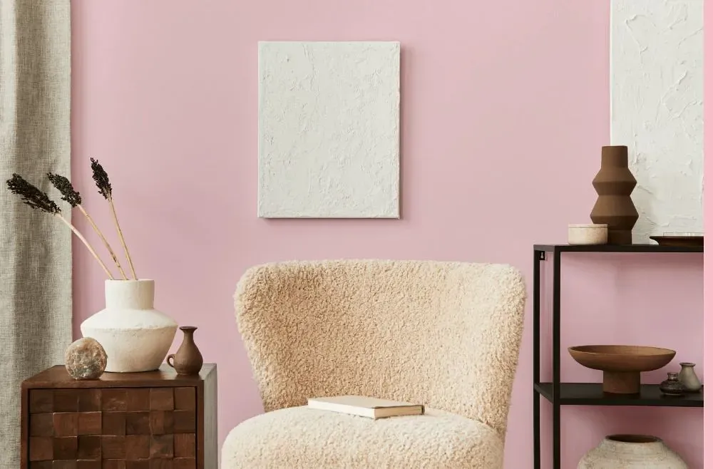 Benjamin Moore Ribbon Pink living room interior