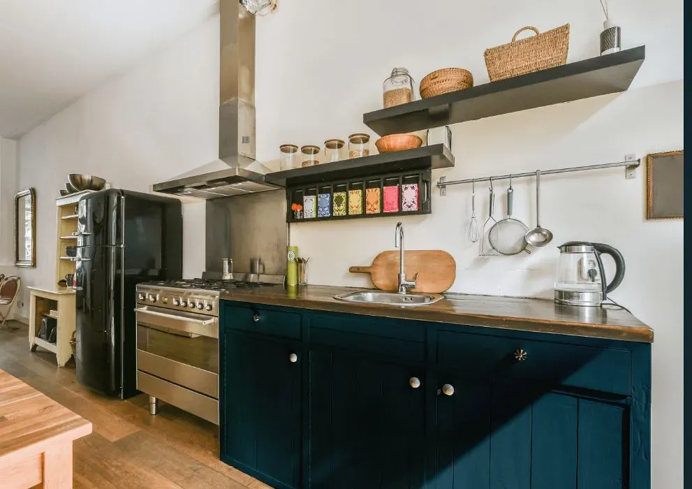Benjamin Moore River Blue kitchen cabinets