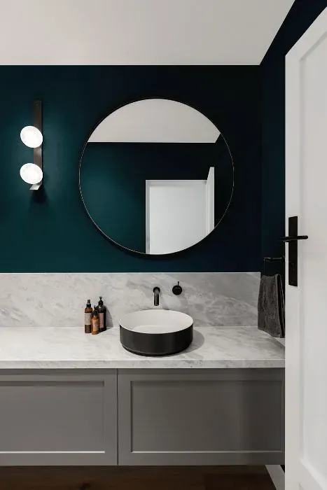 Benjamin Moore River Blue minimalist bathroom