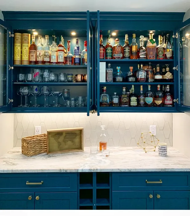 Benjamin Moore River Blue kitchen cabinets paint