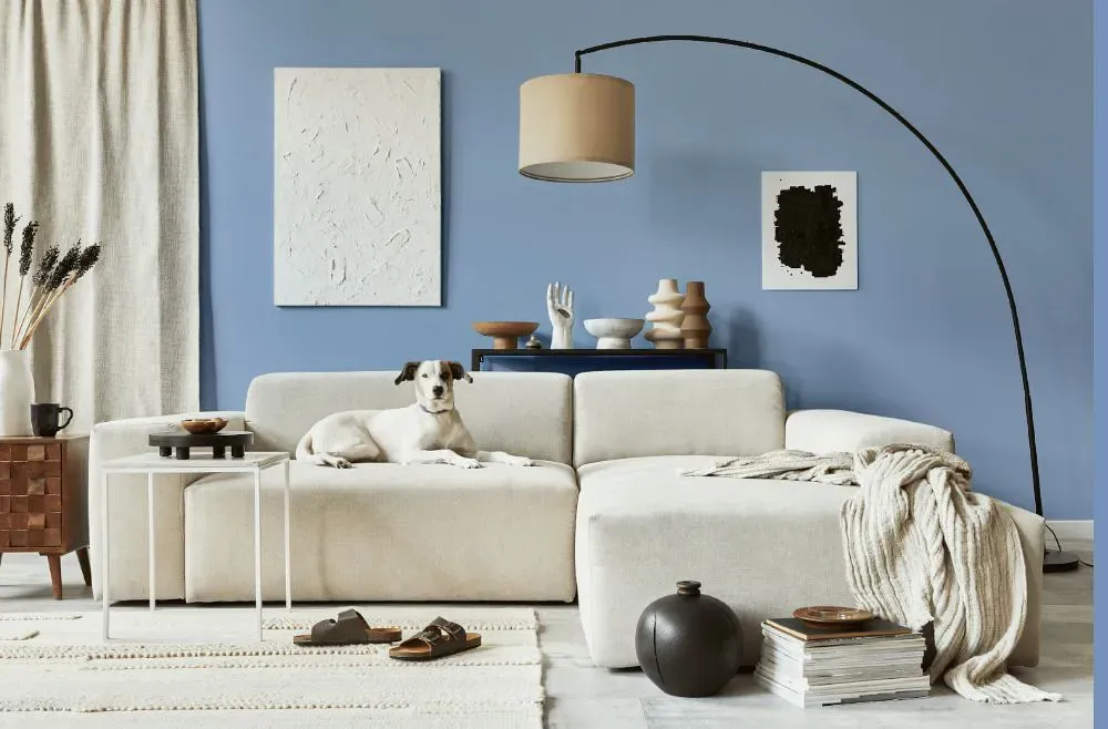 Benjamin Moore Riviera Azure cozy living room
