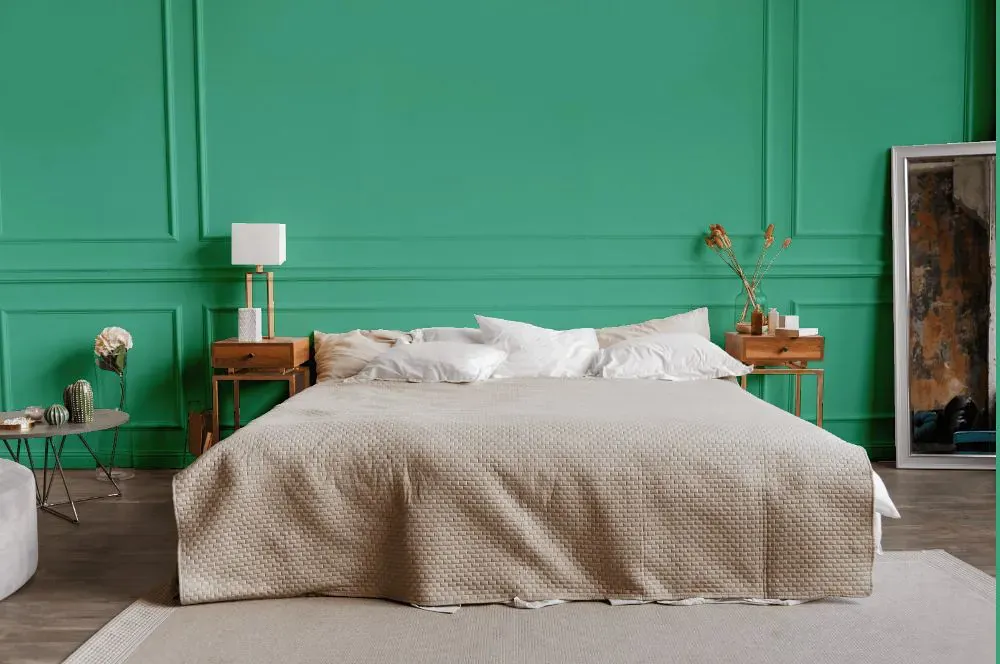 Benjamin Moore Rosamilia Green bedroom