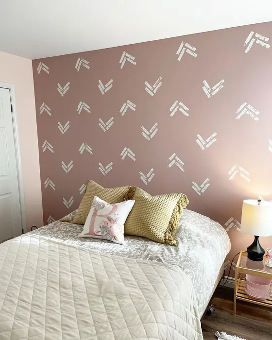 Benjamin Moore Rose Bisque bedroom accent wall color