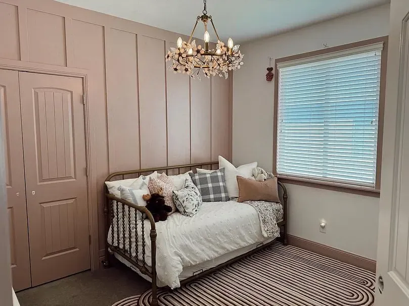 Rose Bisque kids' room accent wall