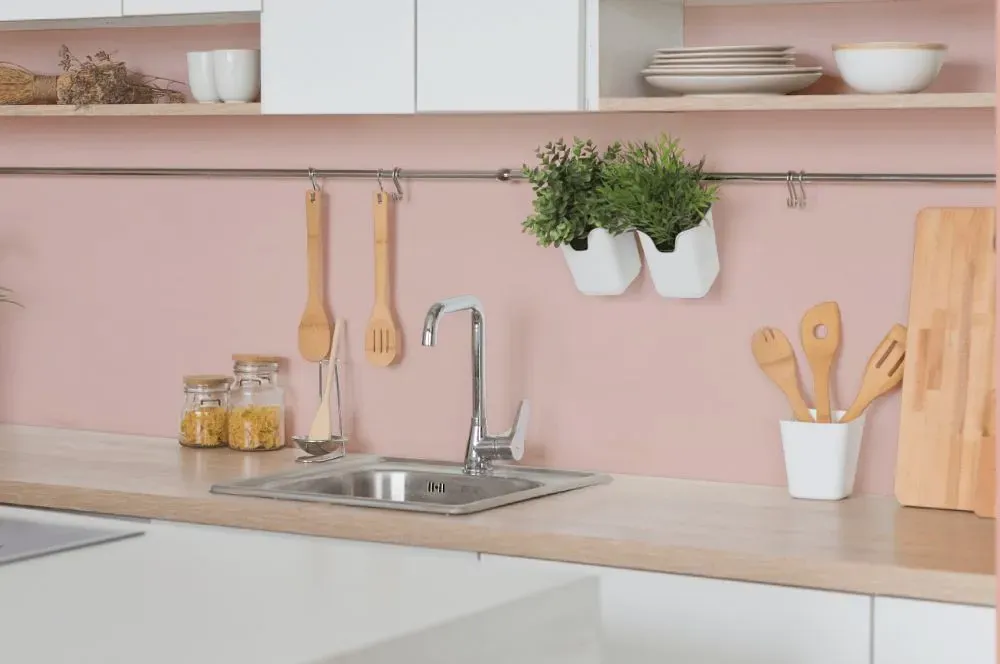 Benjamin Moore Rose Blush kitchen backsplash