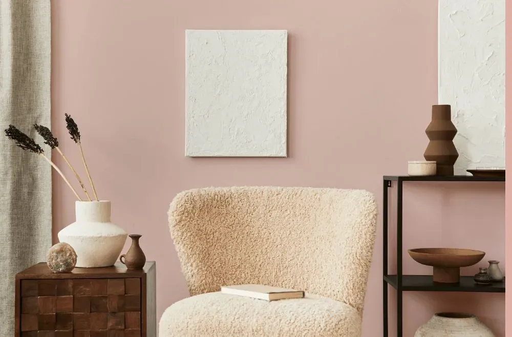 Benjamin Moore Rose Blush living room interior