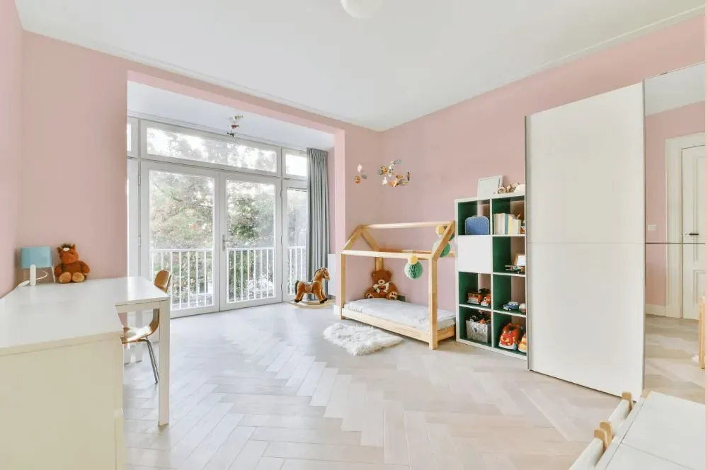 Benjamin Moore Rose Rococo kidsroom interior, children's room