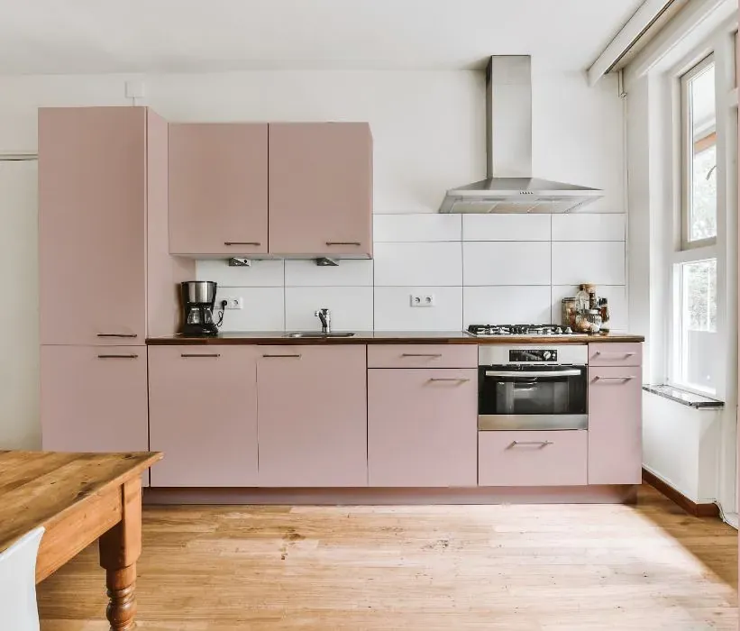 Benjamin Moore Rose Silk kitchen cabinets