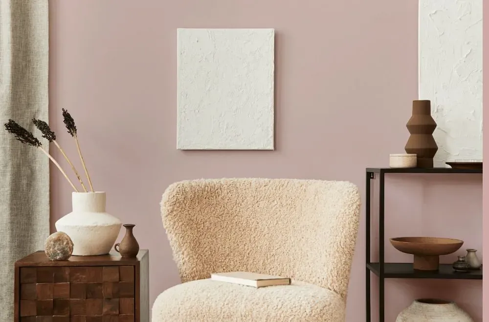 Benjamin Moore Rose Silk living room interior