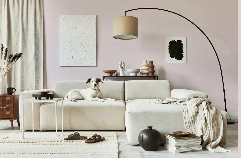 Benjamin Moore Rosemist cozy living room