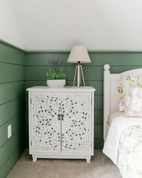Benjamin Moore Rosepine bedroom panelling color