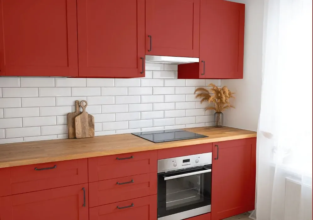 Benjamin Moore Rosy Apple kitchen cabinets