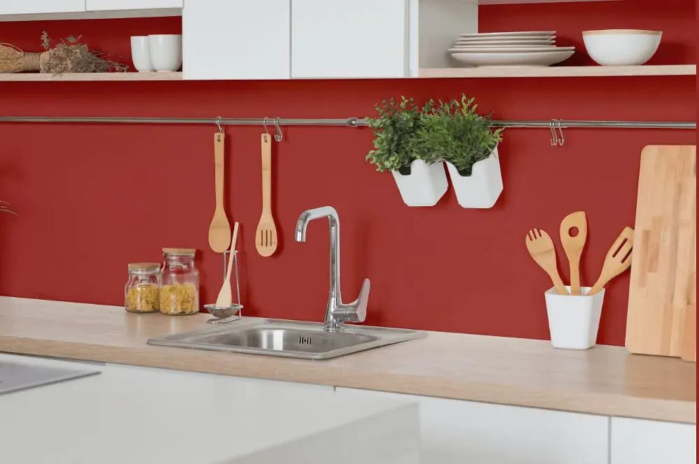 Benjamin Moore Rosy Apple kitchen backsplash