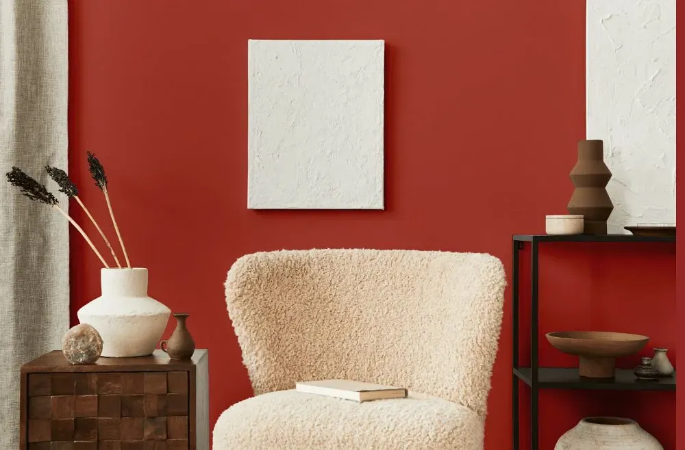 Benjamin Moore Rosy Apple living room interior