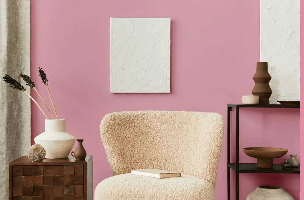 Benjamin Moore Rosy Glow living room interior