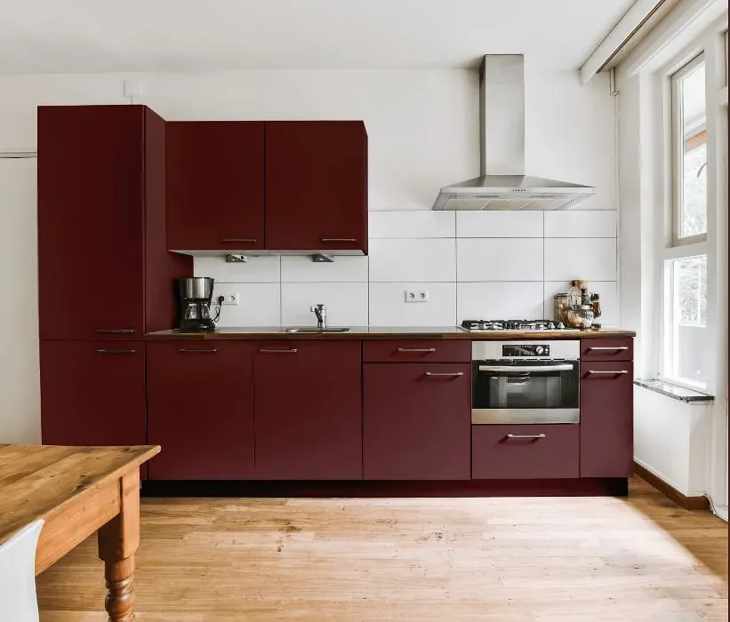 Benjamin Moore Ruby Dusk kitchen cabinets