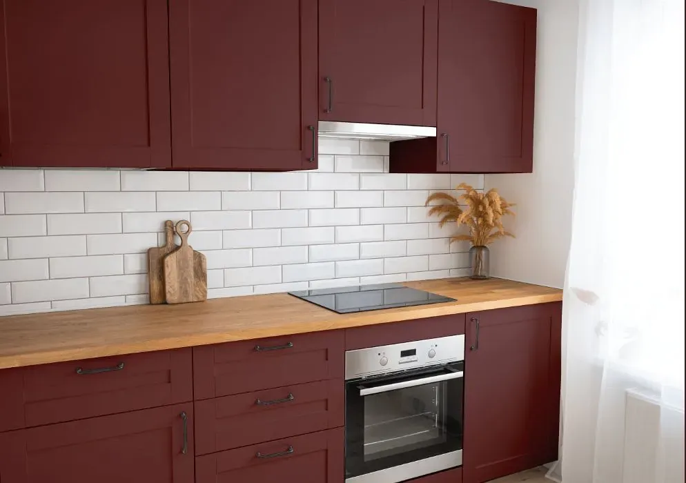 Benjamin Moore Ruby Dusk kitchen cabinets