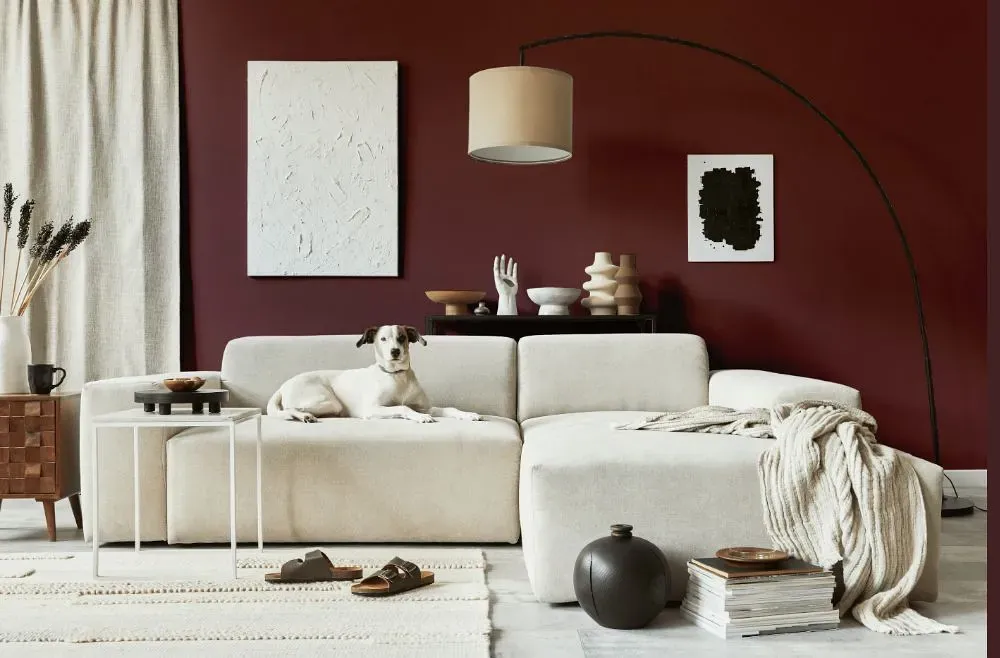 Benjamin Moore Ruby Dusk cozy living room