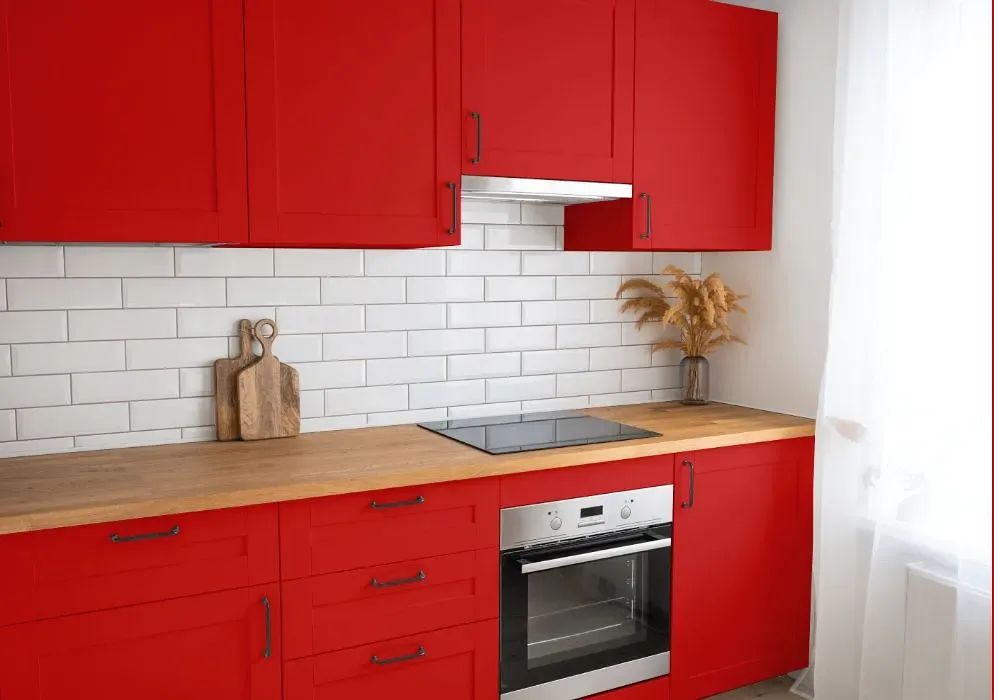 Benjamin Moore Ruby Red kitchen cabinets