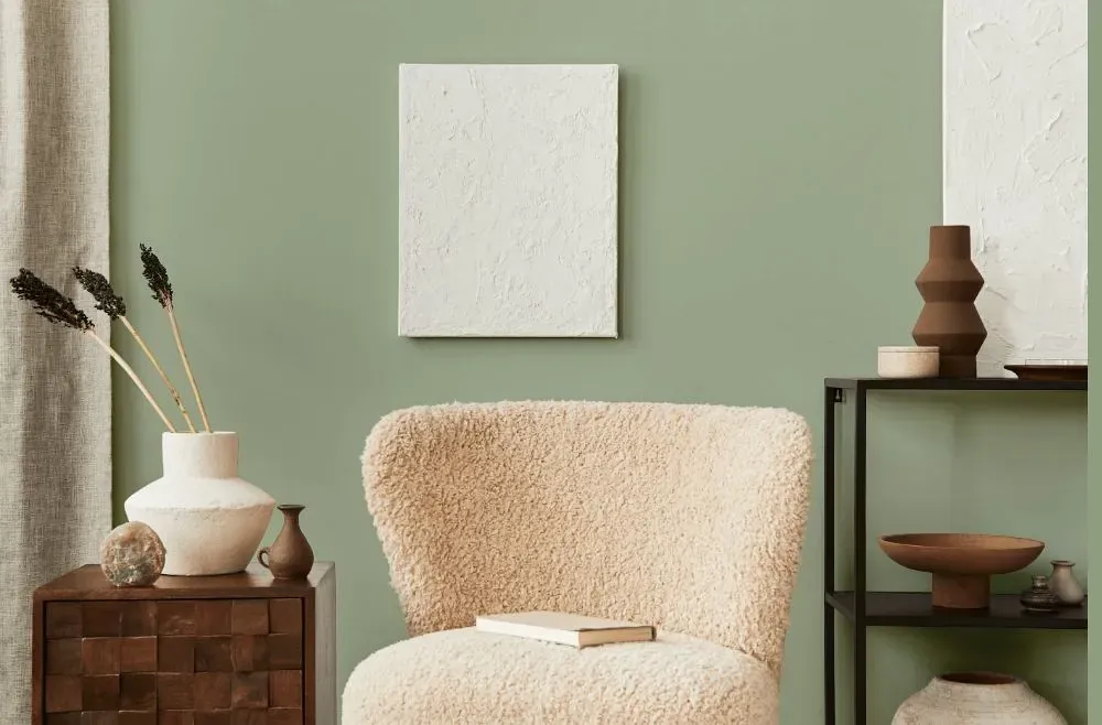 Benjamin Moore Salisbury Green living room interior